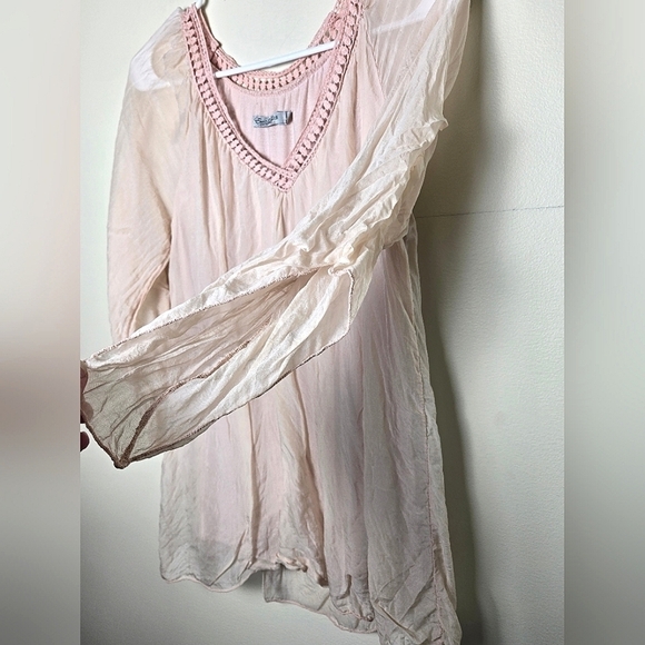 Elena Baldi 100% Silk Made In Italy Boho Peasant Coquette Top, Size Medium - Picture 2 of 4